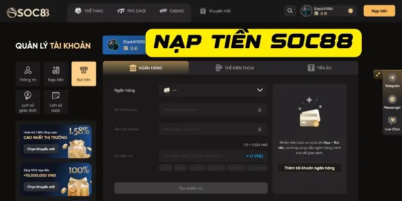 Nạp tiền SOC88 Hướng dẫn chi tiết nạp tiền SOC88