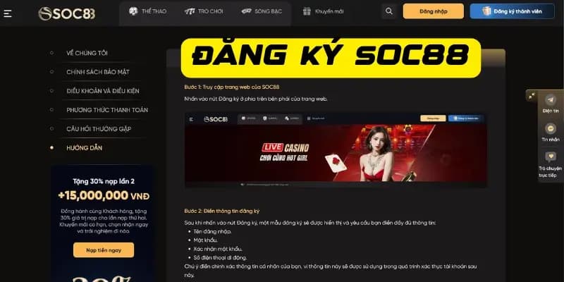Đăng ký SOC88 Hướng dẫn đăng ký SOC88 chi tiết